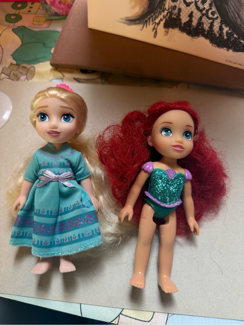 Disney Mini Doll Duo — Teal Dress & Red-Haired